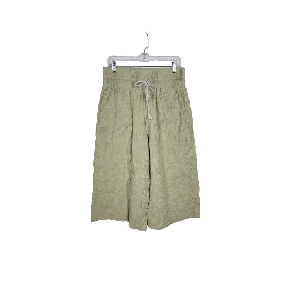 Salt Beach Pants Sz XL Sage Drawstring Waist Cotton Gauze Wide Legged 30" waist